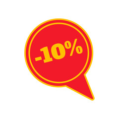 Vector eps illustration on the white background with sale discount tag label with text: -10% for advertising