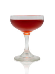 Red wine in а glass on white background. (clipping path)