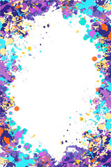Vector purple and turquoise splattered frame