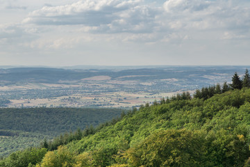 Fototapeta na wymiar Panoramic view at rural landscape of Bourgogne. Burgundy, France.