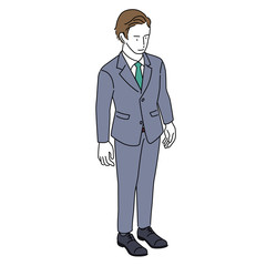 ビジネスマン　シンプル　イラスト　アイソメ