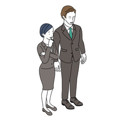 ビジネス スーツ姿の男女 イラスト アイソメトリック Wall Mural Matsu