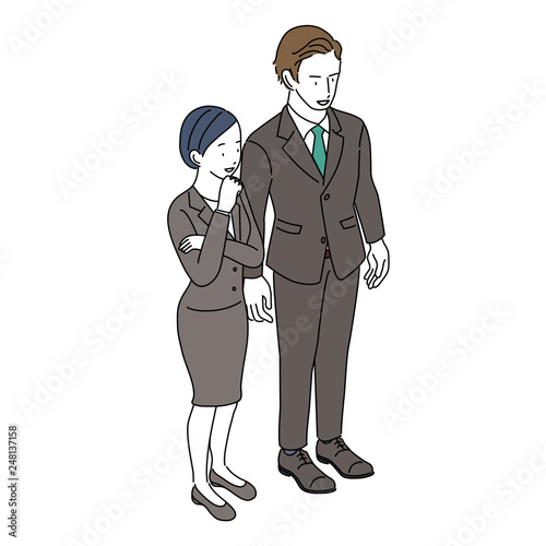 ビジネス スーツ姿の男女 シンプル イラスト アイソメトリック Wall Mural Matsu ビジネス スーツ姿の男女 シンプル イラスト アイソメトリック Wall Mural Matsu