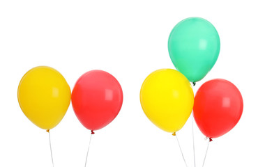Set of bright colorful air balloons on white background