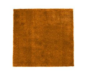 Artificial grass carpet on white background, top view. Exterior element