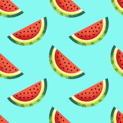 Watermelon halfs geometric seamless pattern.