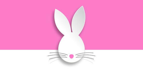 Rabbit head on pink banner