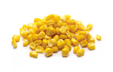 Yellow cooked corn isolated on white background