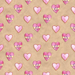Seamless spring watercolor pattern. Craft paper inspired design. Easter design.