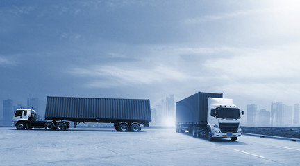 Truck run on road, Drive on road, transportation logistics concept