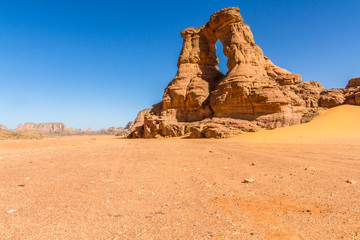 Fototapeta premium Amazing rock formation in Tadrart Rouge. Sahara desert, Tassili n’Ajjer National Park, Algeria 