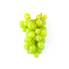 Layout with green grapes isolated on white background. Organic food