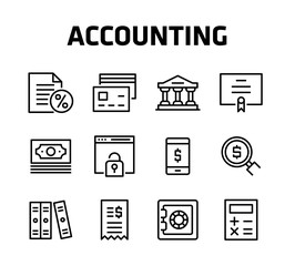 Accounting Thin Line Icons