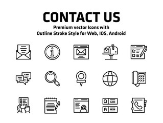 Contact Us Thin Line Icons