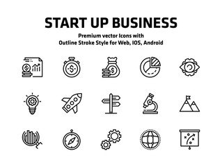 Start Up Business Thin Line Icons