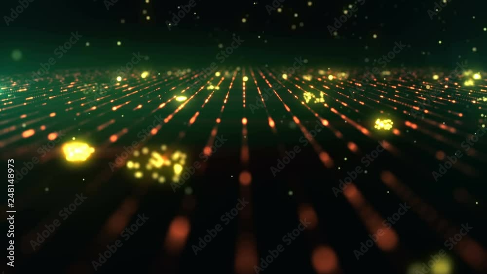Aufkleber Abstract colored background with animation falling glittering particles as festive rain. Depth of field blur. 4K, Ultra HD resolution