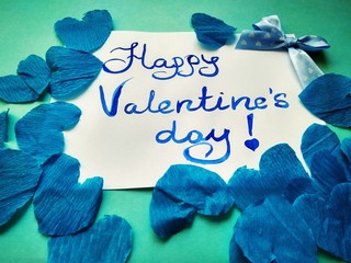 For Valentine's Day inscription Happy Valentine's Day and hearts