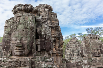 Naklejka premium faces on the towers of Angkor Thom temple, Siem Reap, Cambodia, Asia