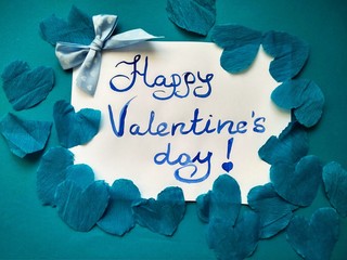 For Valentine's Day inscription Happy Valentine's Day and hearts