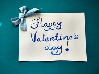 For Valentine's Day inscription Happy Valentine's Day and hearts