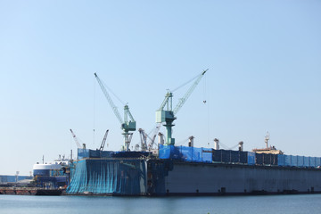 industry of construction site and engineer working