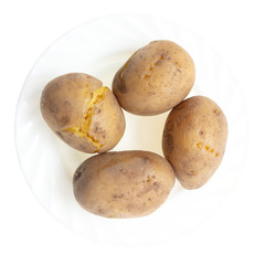 Boiled potatoes in a plate isolated on white background