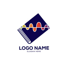 Music Book Logo Design Concept with Creative Sound Wave Symbol