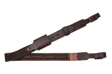 leather shoulder strap for a gun isolated on white background