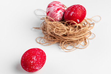 handmade easter eggs isolated on a white