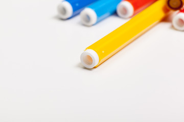 Multicolored Felt-Tip Pens isolated on a white background