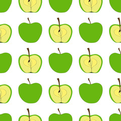 Bright seamless pattern with green apples.