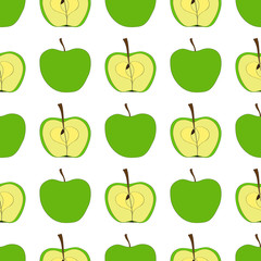Bright seamless pattern with green apples.