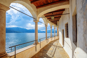 Monastery of Santa Caterina del Sasso on Lago Maggiore lake, Italy