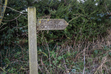 A English countryside public footpath sign