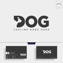 letter D dog pet animal line art style logo template vector icon