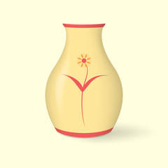 Flower vase with flower pattern. In form and image is similar to the figure of a beautiful girl. Vector illustration.