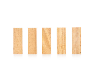 Wooden blocks tower game isolated on white