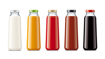 Bottles for juice, dairy drinks and other.