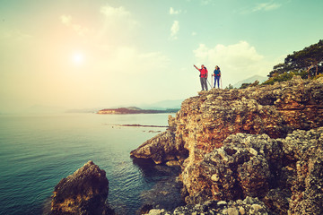 Fototapeta premium Traveling is a tourist route with a backpack.