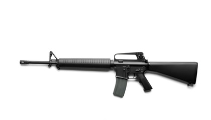 Assault rifle on white background