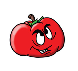 Cartoon tomato on white background vector illustration