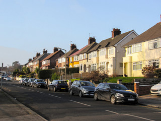 Fototapeta na wymiar Lots of houses in a neighbourhood in Liverpool, England