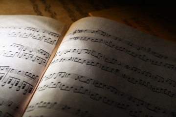 Naklejka premium Music sheets, closeup