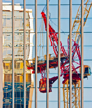 Distorted Reflection of a Tower Crane