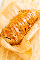 Spinach pie: Italian stromboli with eggs, spinach and mozzarella (Easter pastry)