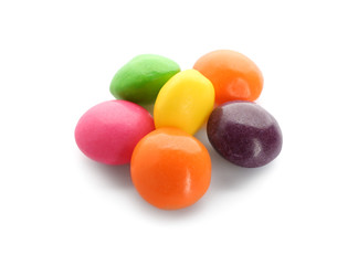 Sweet candies on white background