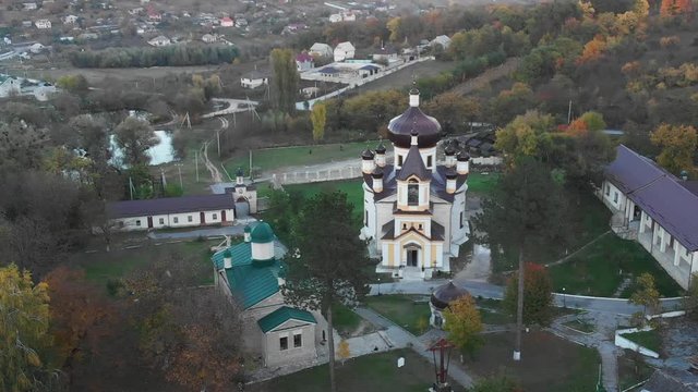 Aerial drone view of Condrita Monastery in Moldova