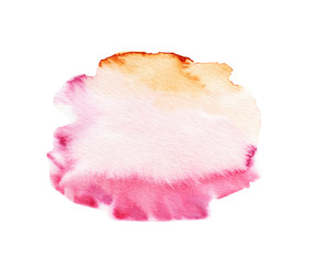 Watercolor hand-painted abstract yellow and pink stain illustration on white background