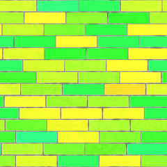 green / yellow brick wall seamless background texture for a colourful environment