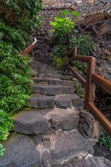 Lanzarote, Spain. Circa February 2019. Entrance to Jameos del Agua,a cave with a lake, one of the most important sightseeing spots of Lanzarote, in Canary Islands